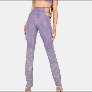 Dolls kill holographic shimmer cut out pants